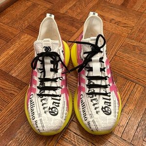 John Galliano neon news print sneakers size 40